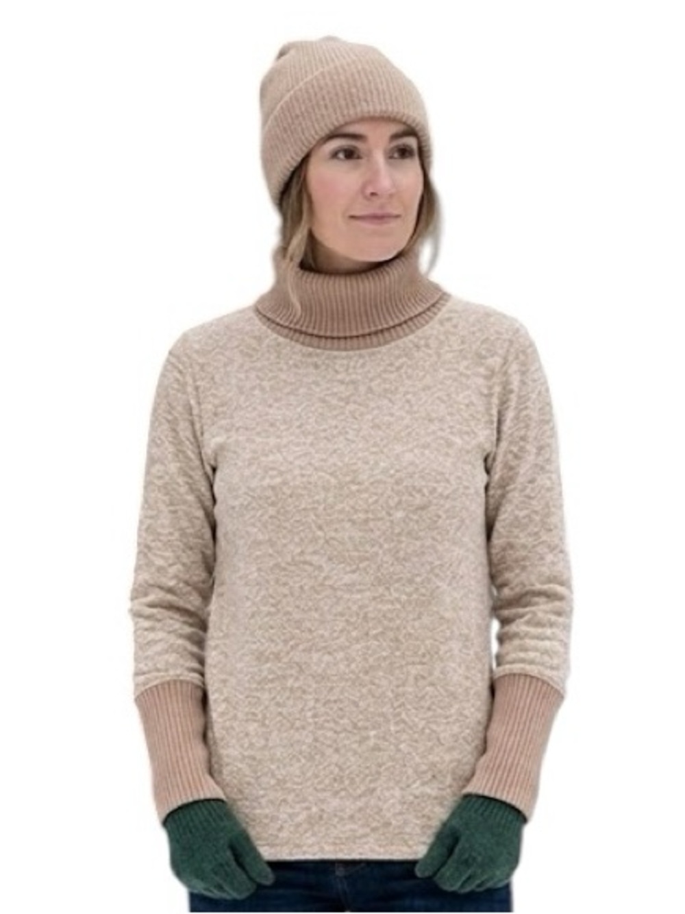 Lands End  Cozy Turtleneck Sweater in Beige and Camel